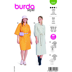 Patron Burda 5845 - Robe boutonnées du 36 au 46 FR 