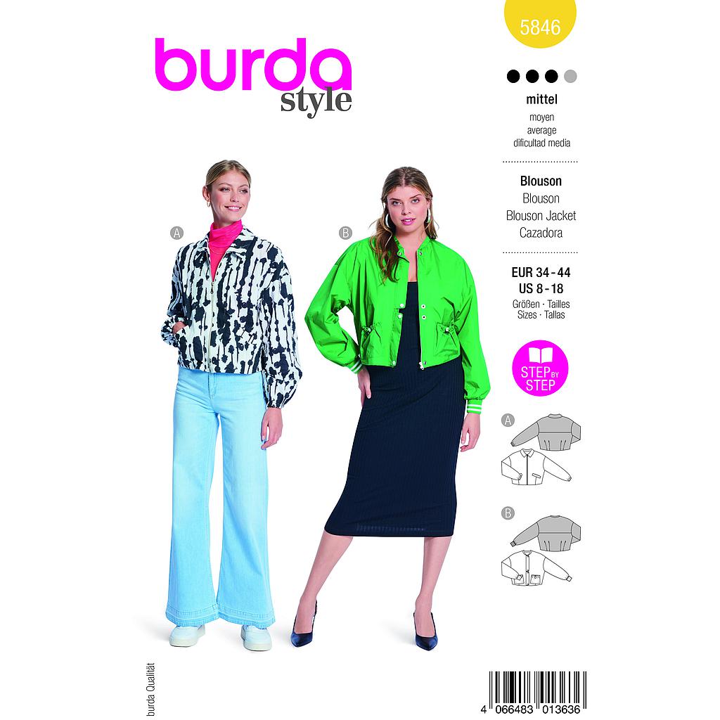 [B5846] Patron Burda 5846 - Robe utility du 36 au 46 FR