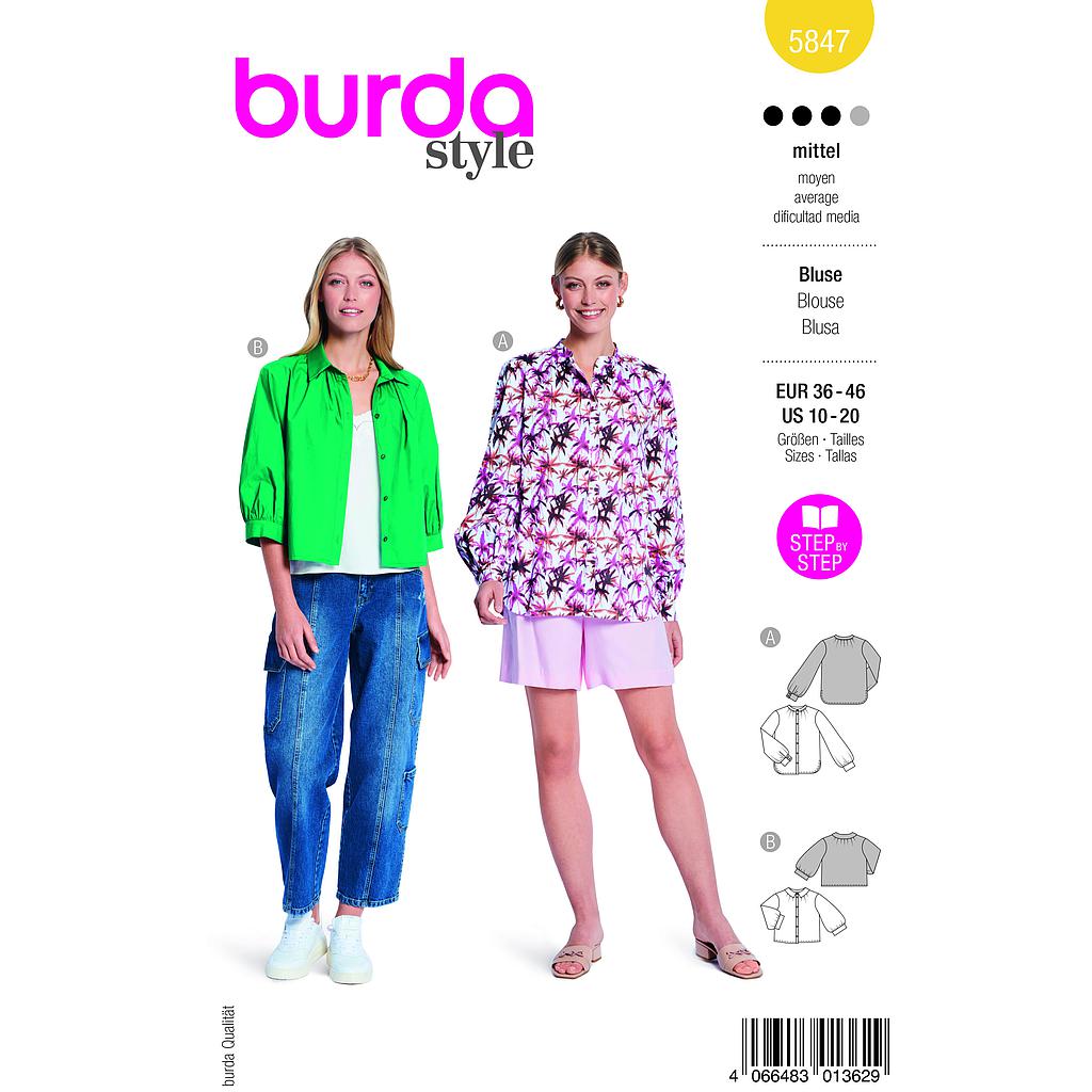 [B5847] Patron Burda 5847 - Chemisiers du 36 au 46 FR 