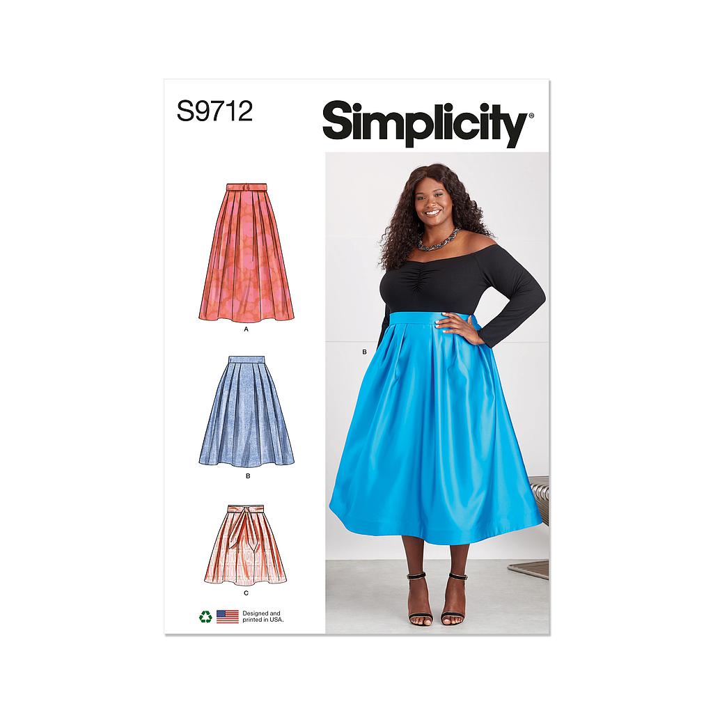 Patron Simplicity 9712 - Jupe du 48 au 66 FR