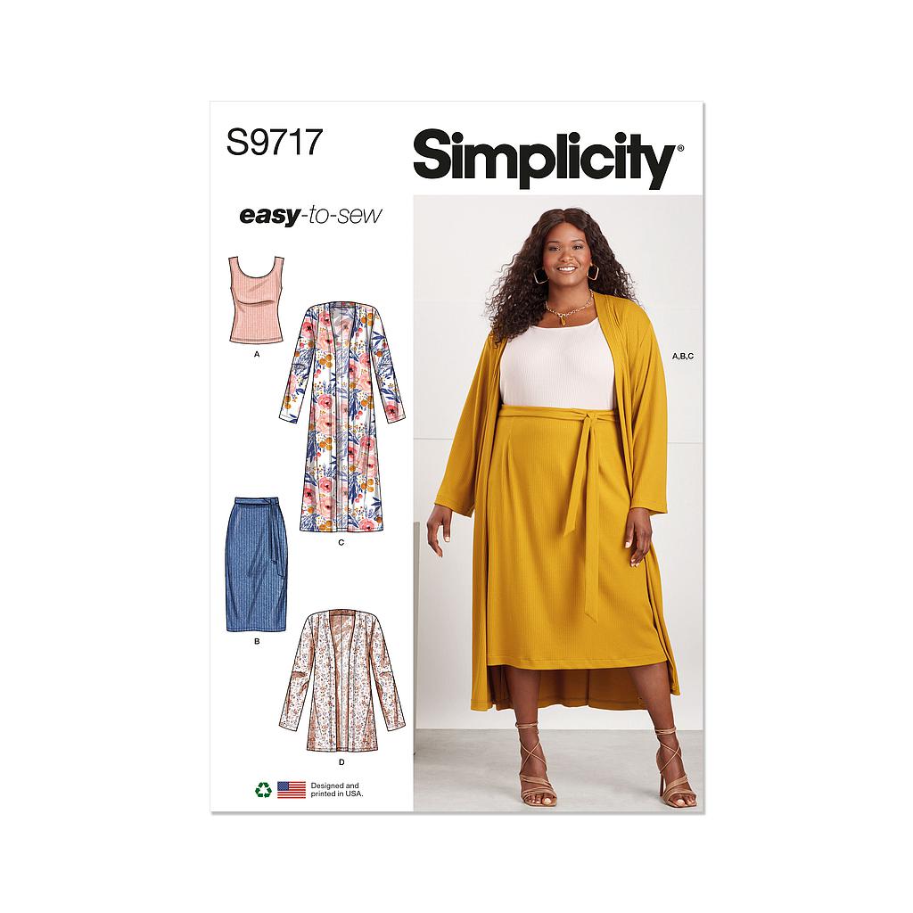 Patron Simplicity 9717 - Haut en tricot du 48 au 66 FR