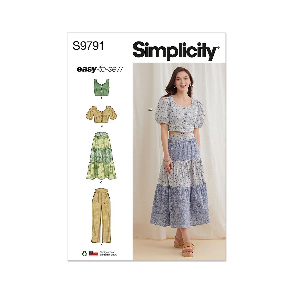 Patron Simplicity 9791 - Haut, jupe et pantalon du 32 au 48 FR