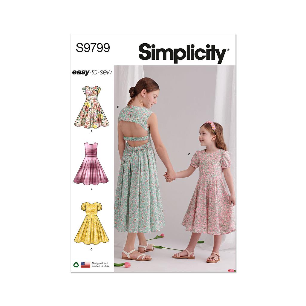 Patron Simplicity 9799 - Robe de fête du 32 au 44 FR