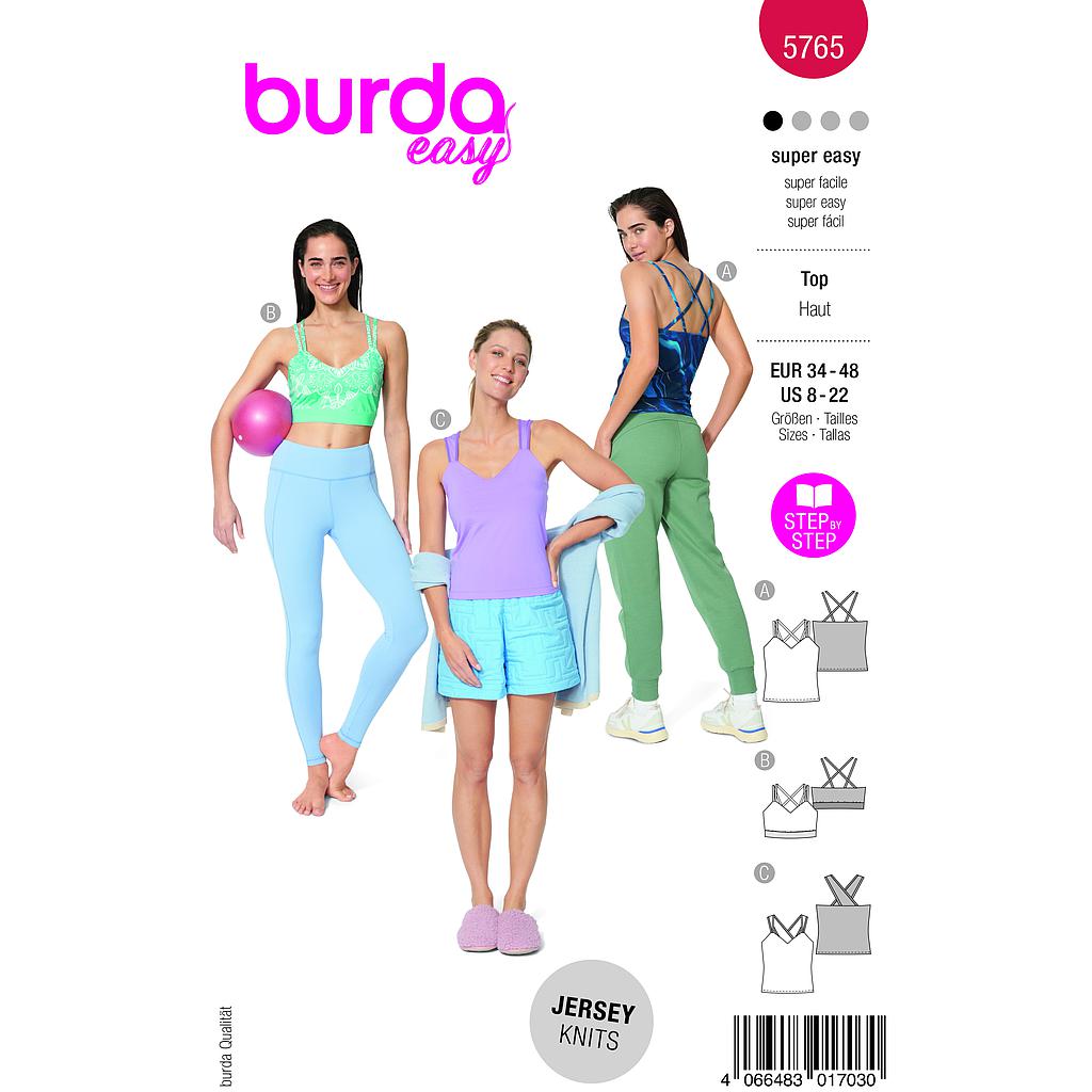 [B5765] Patron Burda 5765 - Tops sportifs