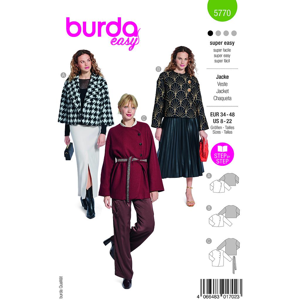 [B5770] Patron Burda 5770 - Vestes tendances