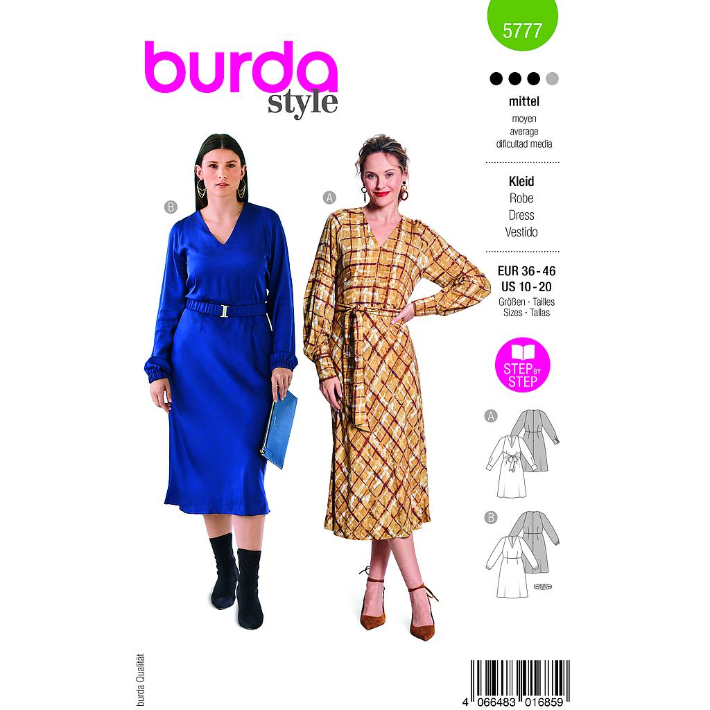 Patron Burda 5777 - Robe coupe en biais