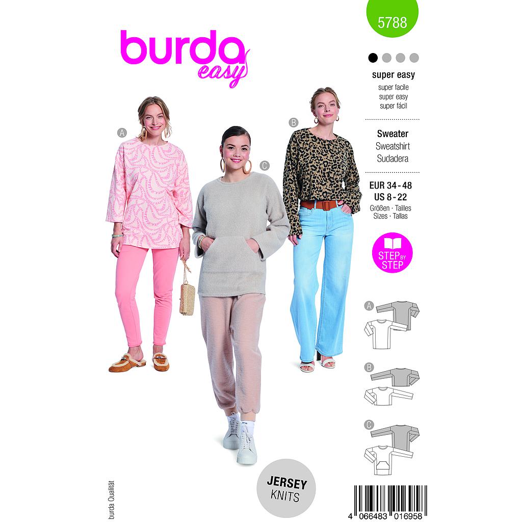 [B5788] Patron Burda 5788 - Sweat et t-shirt long