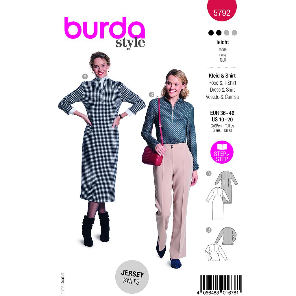 [B5792] Patron Burda 5792 - Robe midi 