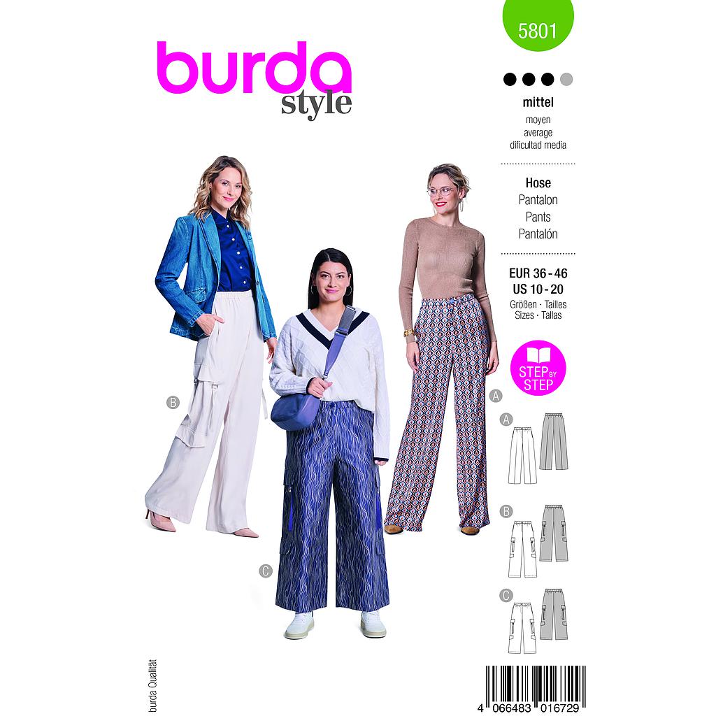 [B5801] Patron Burda 5801 - Pantalon chic
