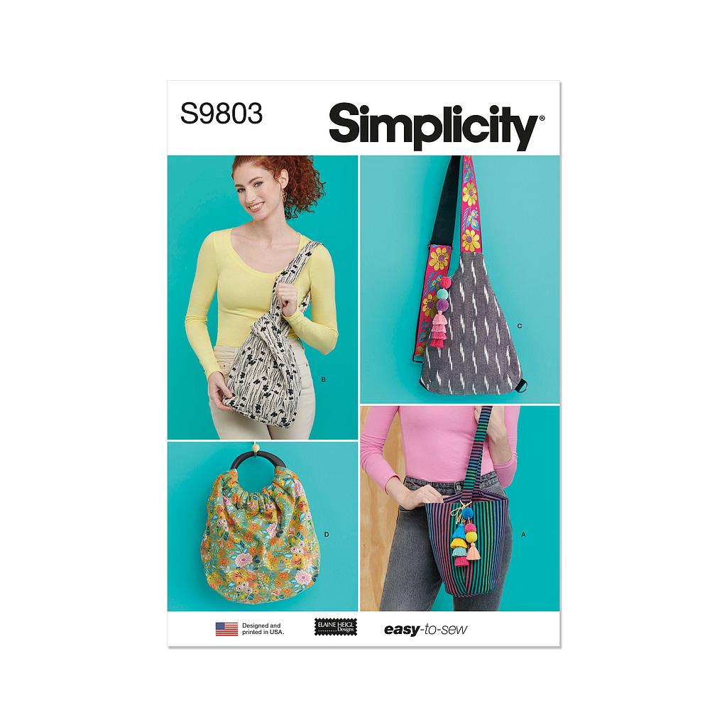 [S9803.OS] Patron Simplicity 9803 - Sacs en quatre styles par Elaine Heigl Designs