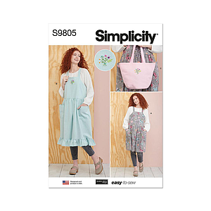 Patron Simplicity 9805 - Tabliers et sac en une taille pour dames par Elaine Heigl Designs