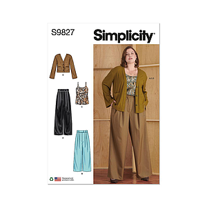 Patron Simplicity 9827 - Pantalons en deux longueurs, camisole et cardigan pour femmes