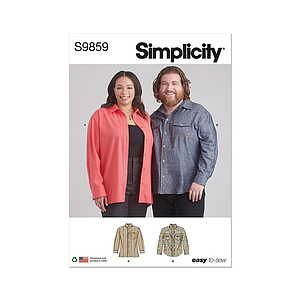 Patron Simplicity 9859 - Chemises unisexes grandes tailles