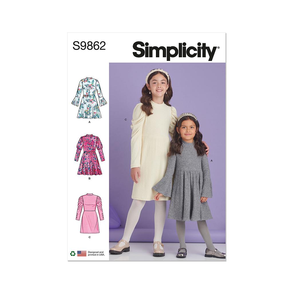 Patron Simplicity 9862 - Robes en tricot pour enfants et filles