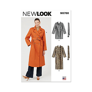 Patron New Look 6788 -  Manteau Trench en Deux Longueurs et Ceinture pour Jeunes Femmes