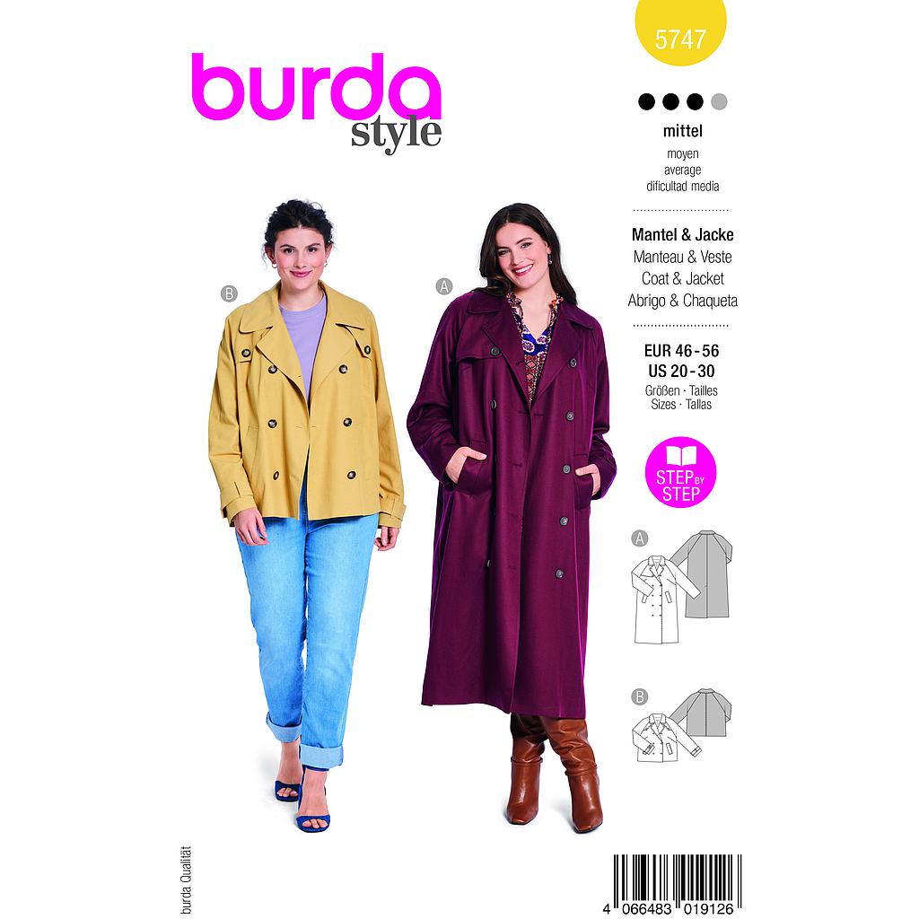 [B5747] Patron Burda 5747 - Veste & Manteau