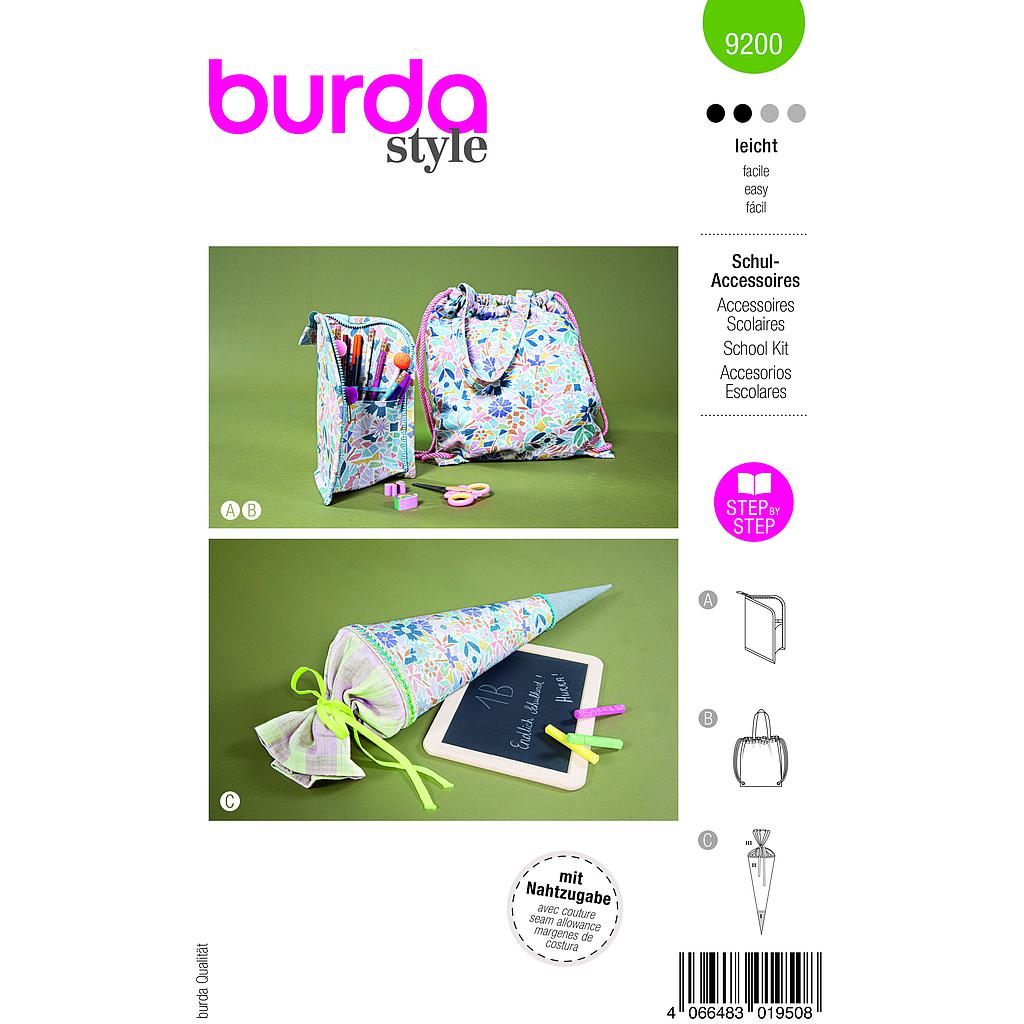 Patron Burda 9200 - Accessoires Scolaires