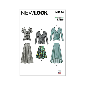 Patron New Look 6804 -  Hauts et jupes en maille femme