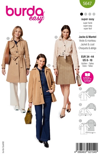 [B5647] Patron Burda 5647 - Veste et manteau