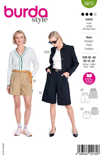 [B5672] Patron Burda 5672 - Short