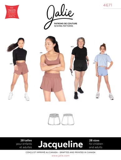 [JAL-4671] Patron Jalie 4671   JACQUELINE - Short de sport 2 en 1