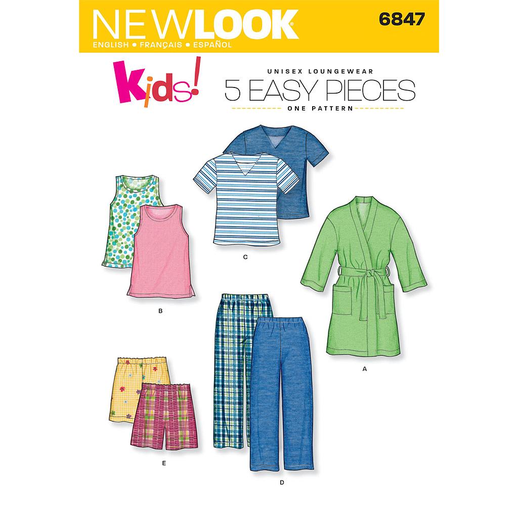 Patron New Look 6847 Ensemble de nuit, pyjamas, peignoirs