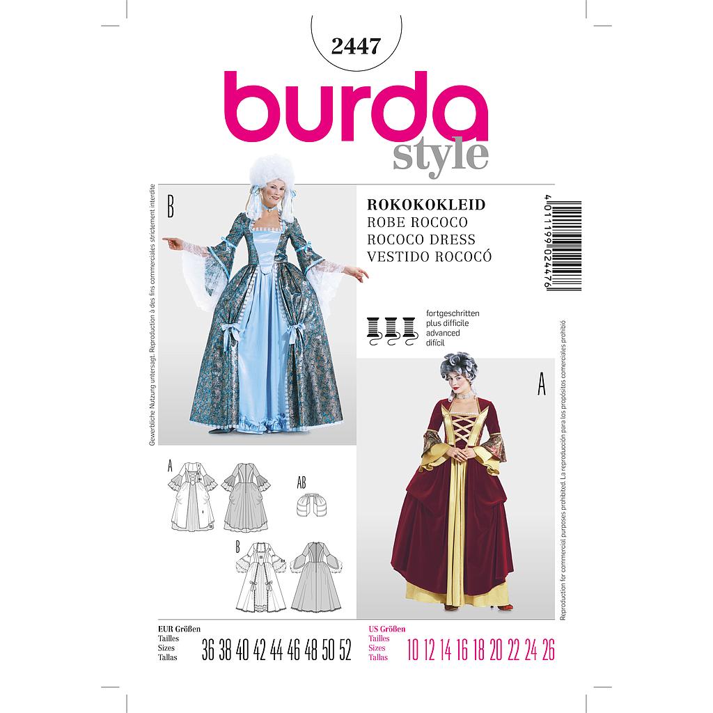 [B2447] Patron Burda Carnaval 2447 - Déguisement Historique Robe Rococo Femme