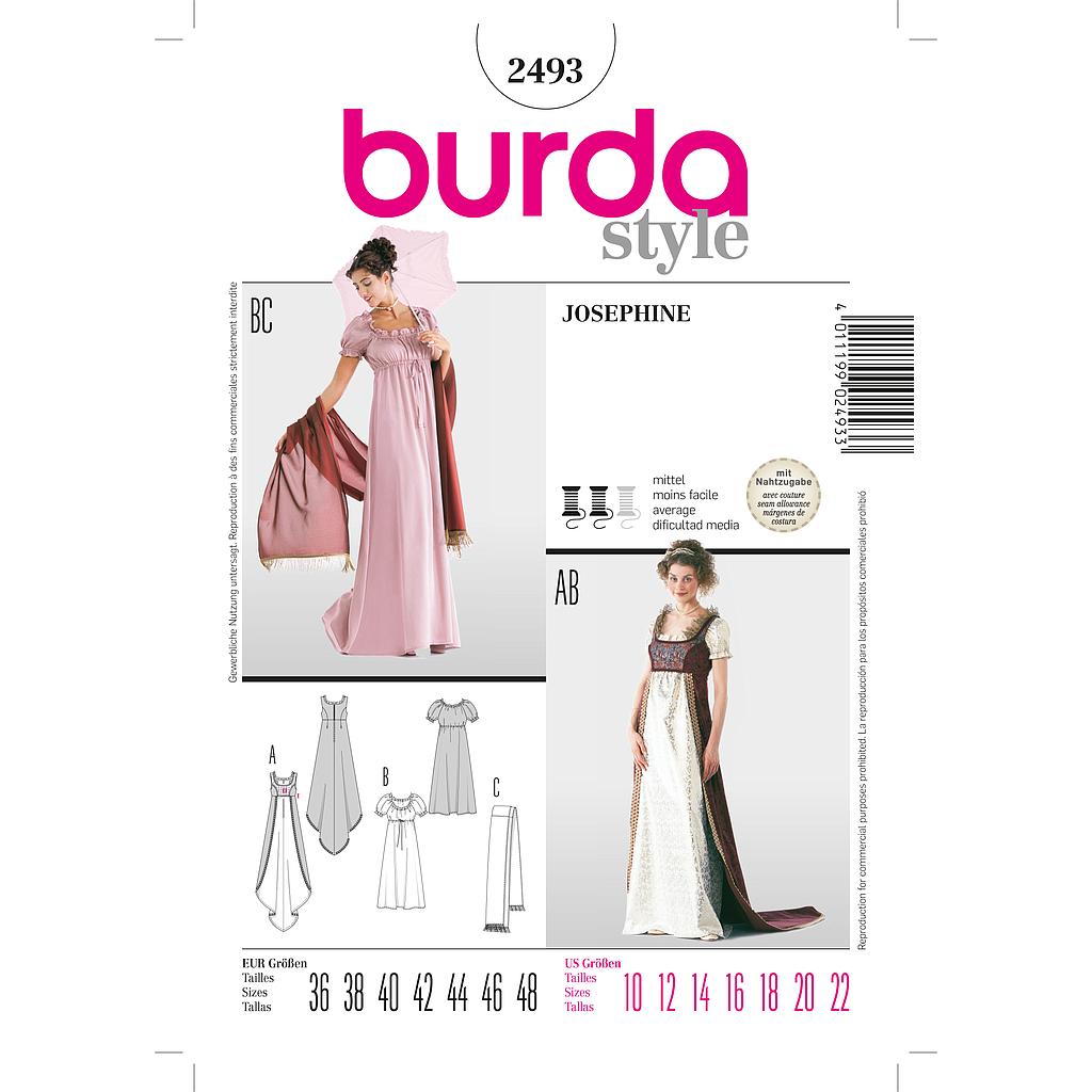 [B2493] Patron Burda Carnaval 2493 - Déguisement Historique Joséphine Femme