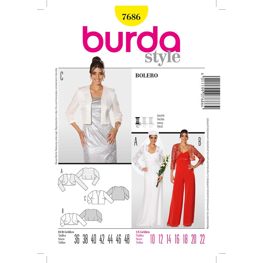 [B7686] Patron Burda 7686 Boléro