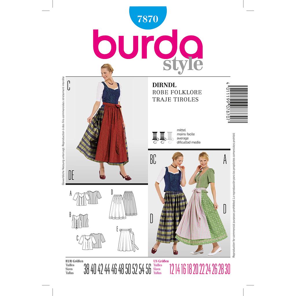 [B7870] Patron Burda 7870 Dirndl