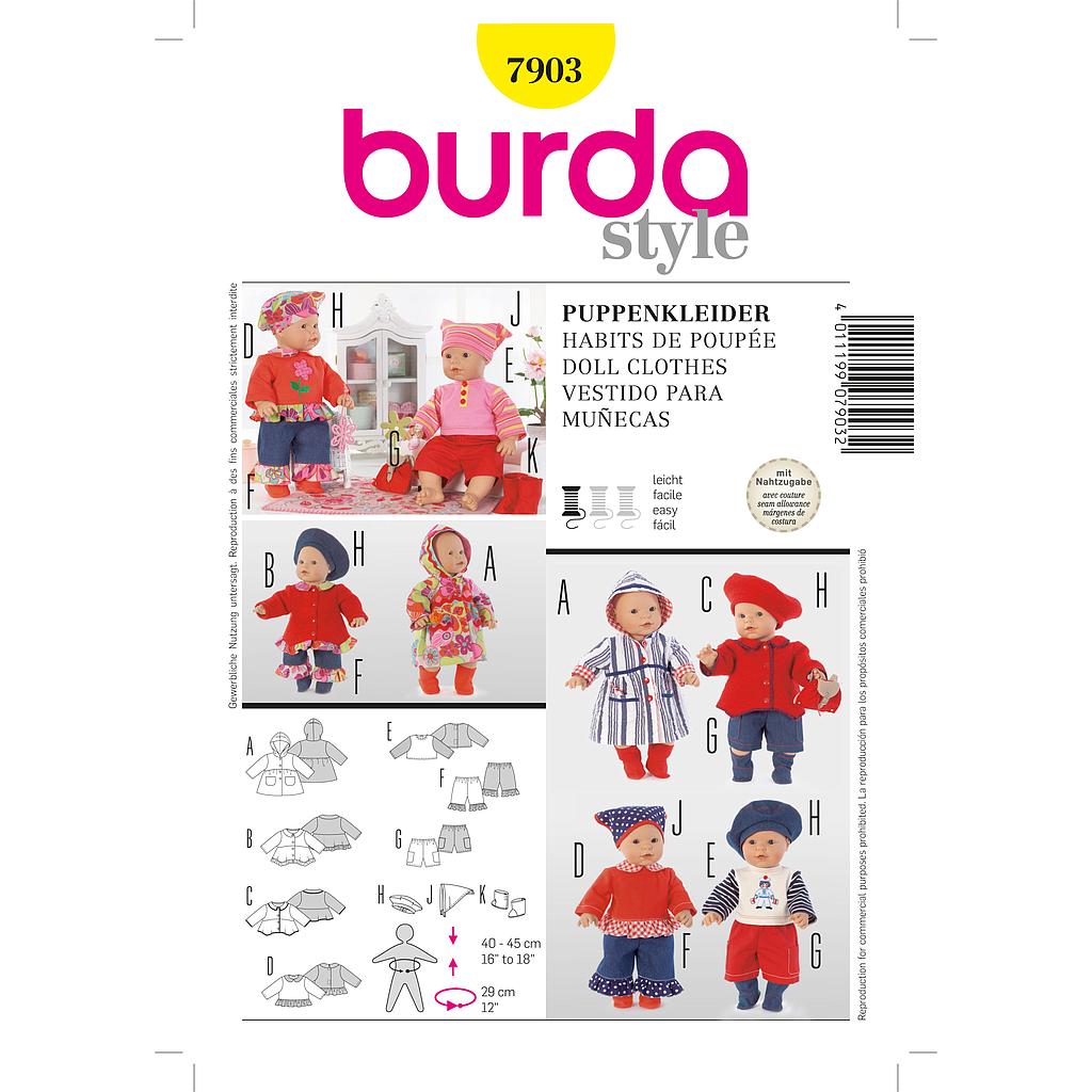 [B7903] Patron Burda Creative 7903 Robes de poupées