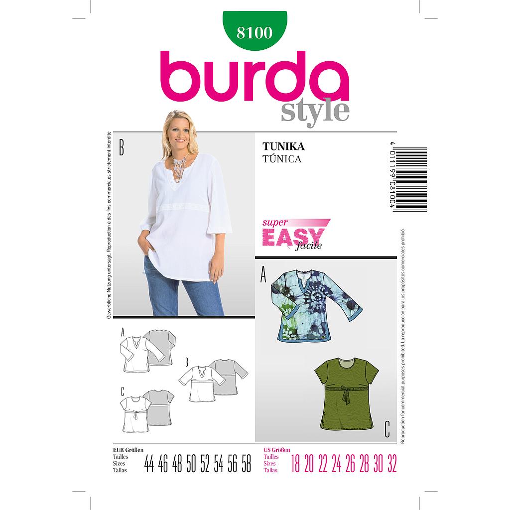 [B8100] Patron Burda 8100 Tunique