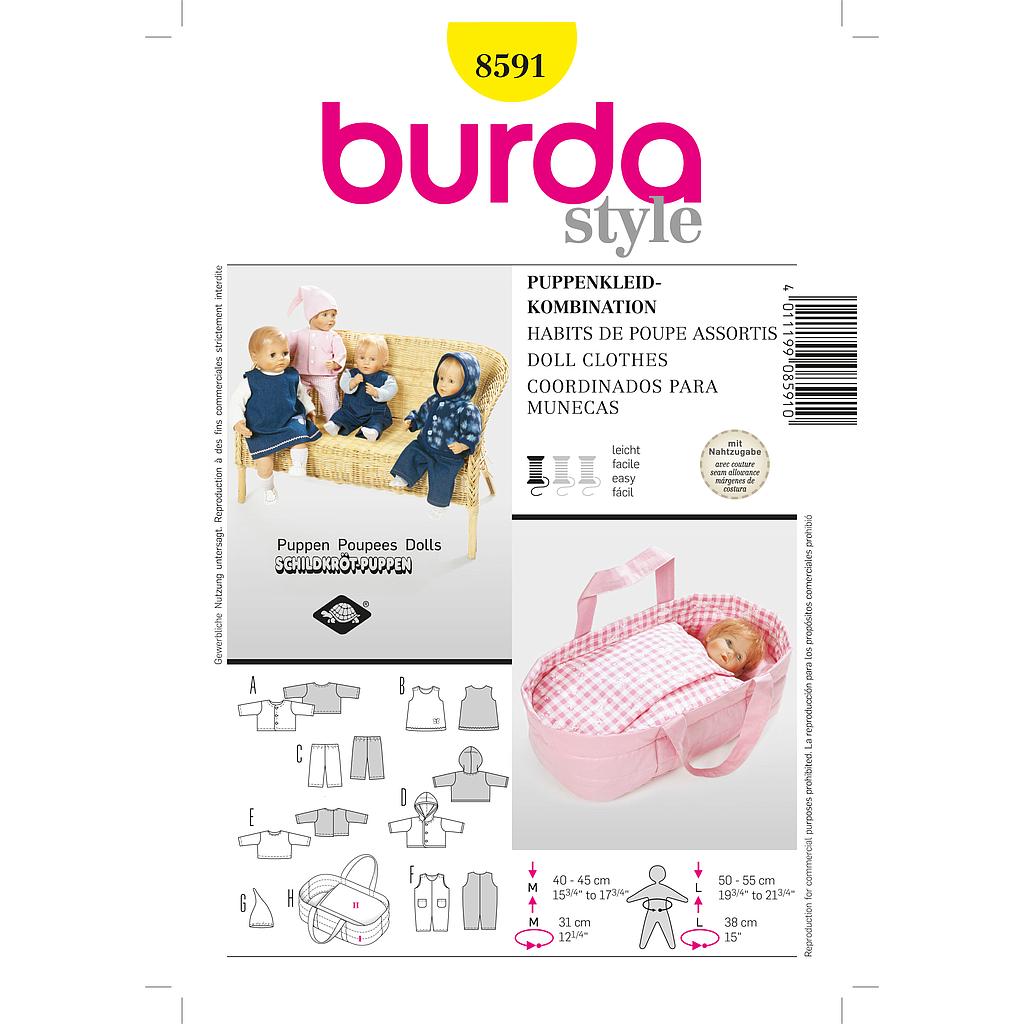 [B8591] Patron Burda Creative 8591 habits de poupée