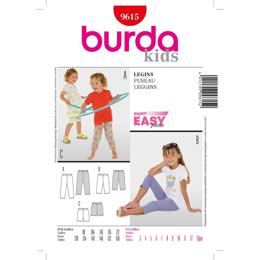 [B9615] Patron Burda 9615 Kids Caleçons