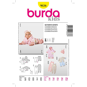 Patron Burda 9636 Kids Chandail, pantalon, grenouillère