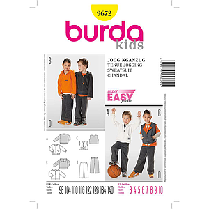 Patrón Nº9672  Burda Kids: Conjunto jogging niñas y varones