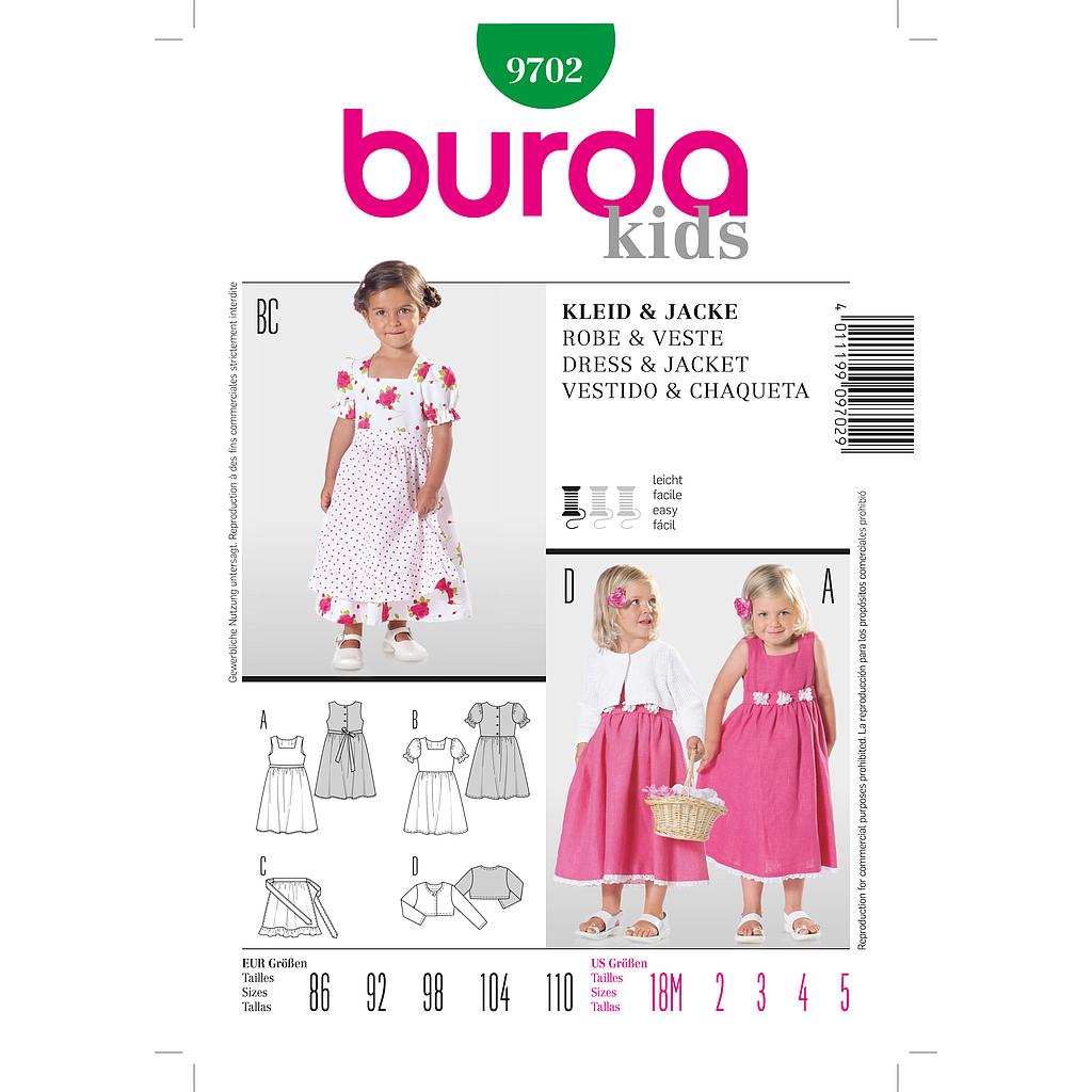 Patron Burda 9702 Kids Robe et veste