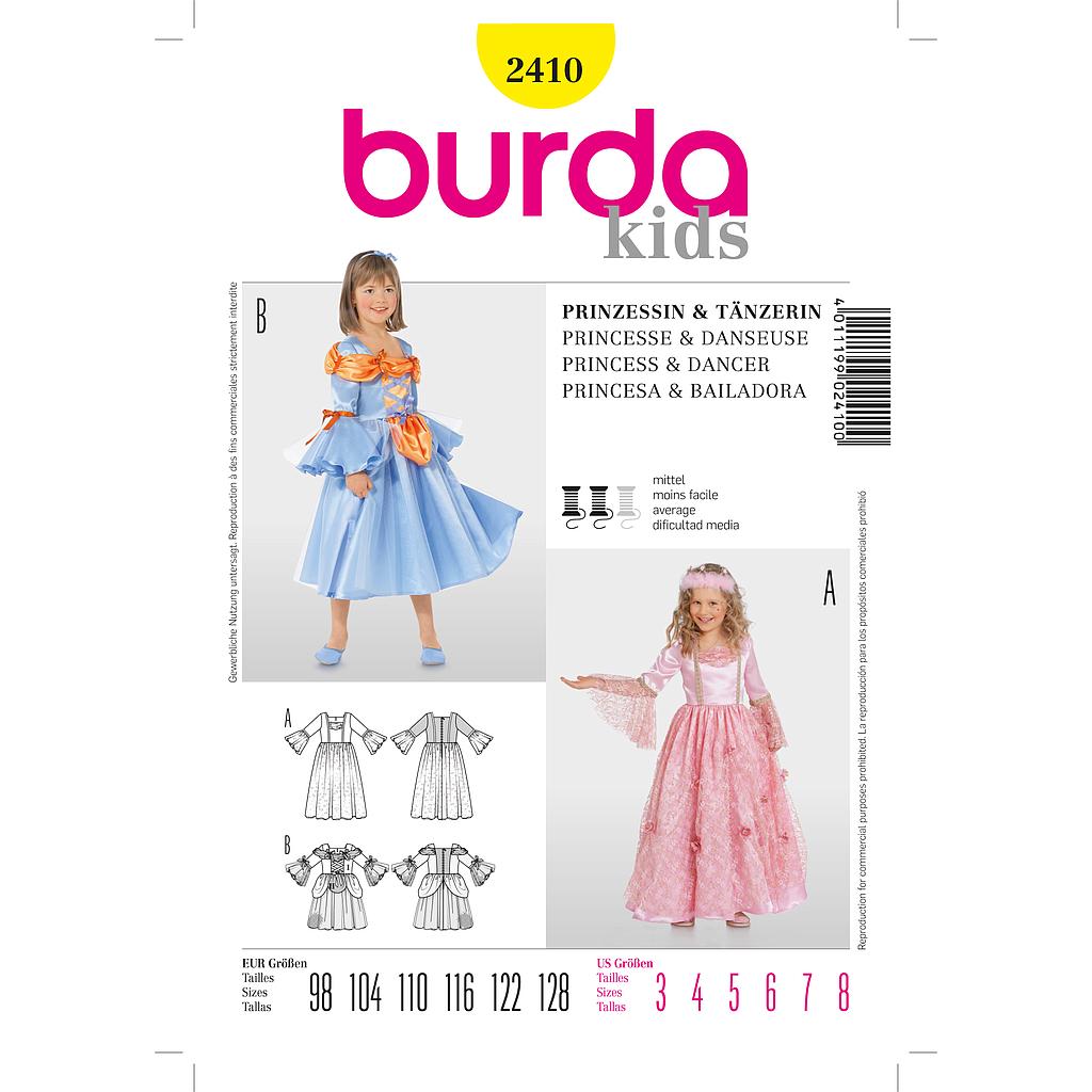 [B2410] Patron Burda Carnaval 2410 - Déguisement Princesse et Danseuse enfant