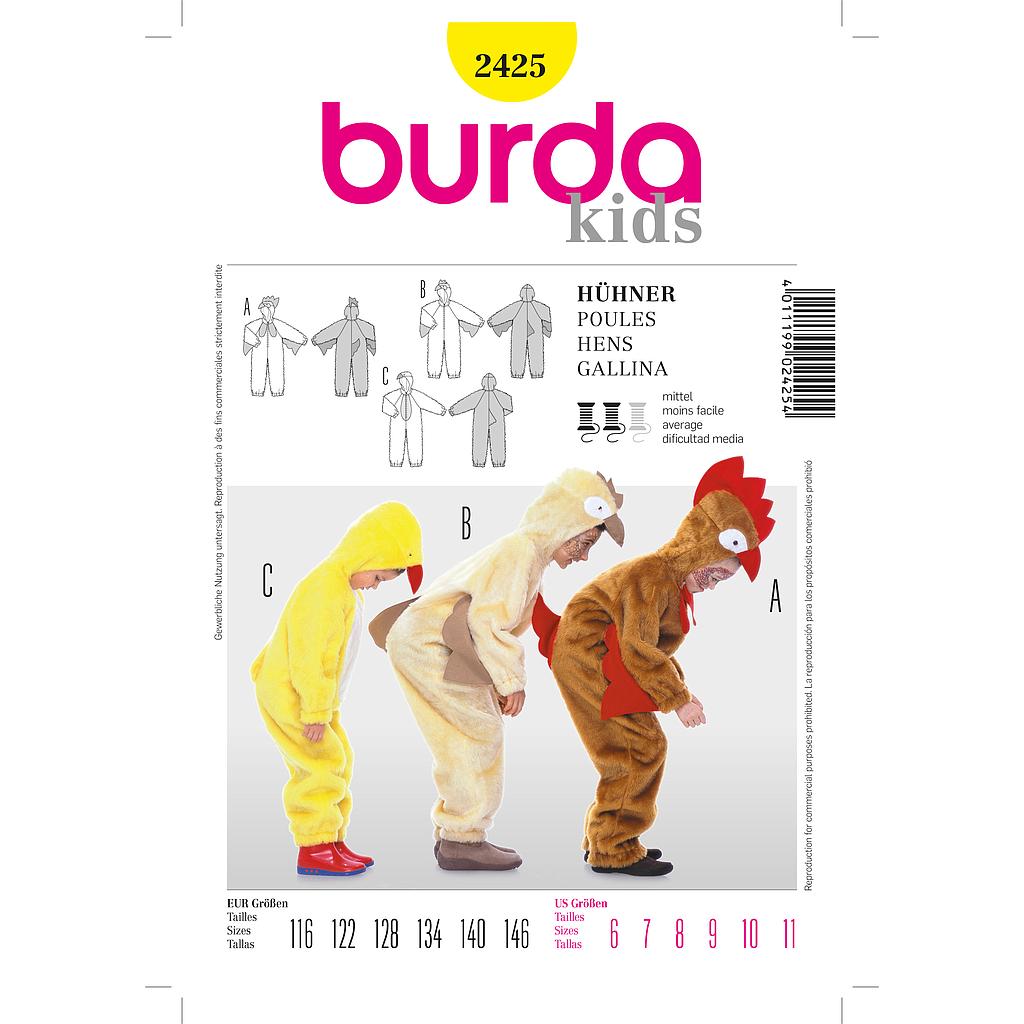 Patron Burda Carnaval 2425 - Déguisement Poule, poussin, coq enfant