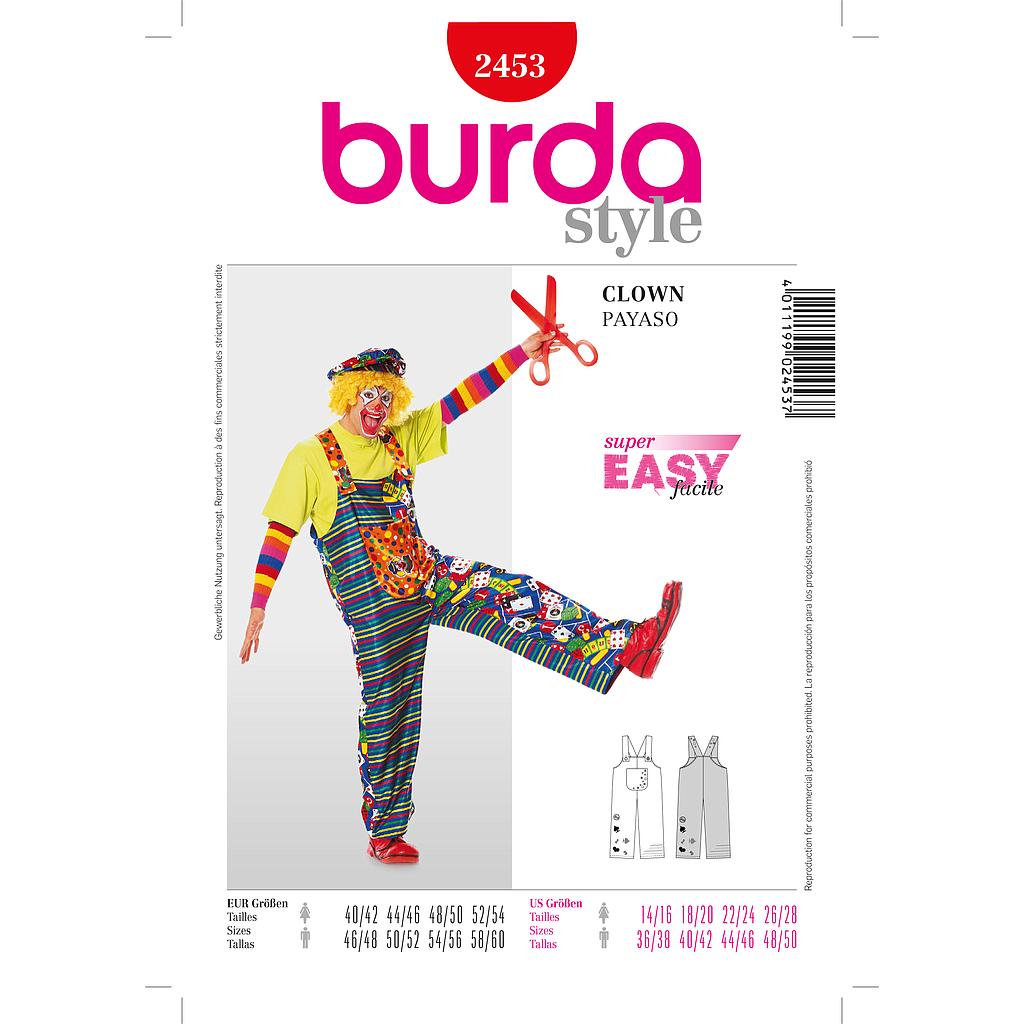 [B2453] Patron Burda Carnaval 2453 - Déguisement Clown & Paysan Adulte Miste