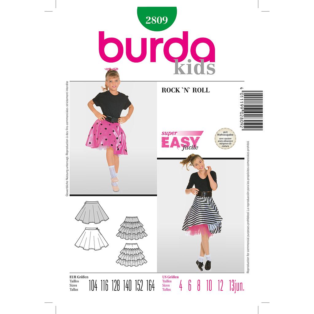 [B2809] Patron Burda Carnaval 2809 - Déguisement Jupe Rock´n Roll enfant