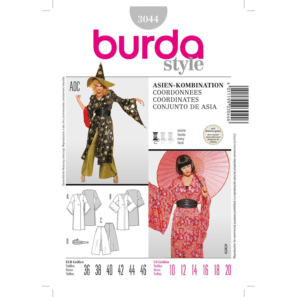 [B3044] Patron Burda Carnaval 3044 - Déguisement asiatiques