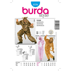 Patron Burda Carnaval 3576 - Déguisement Combinaison Animaux Adulte