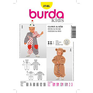 Patron Burda Carnaval 4946 -  Déguisement Clown & ours bébé