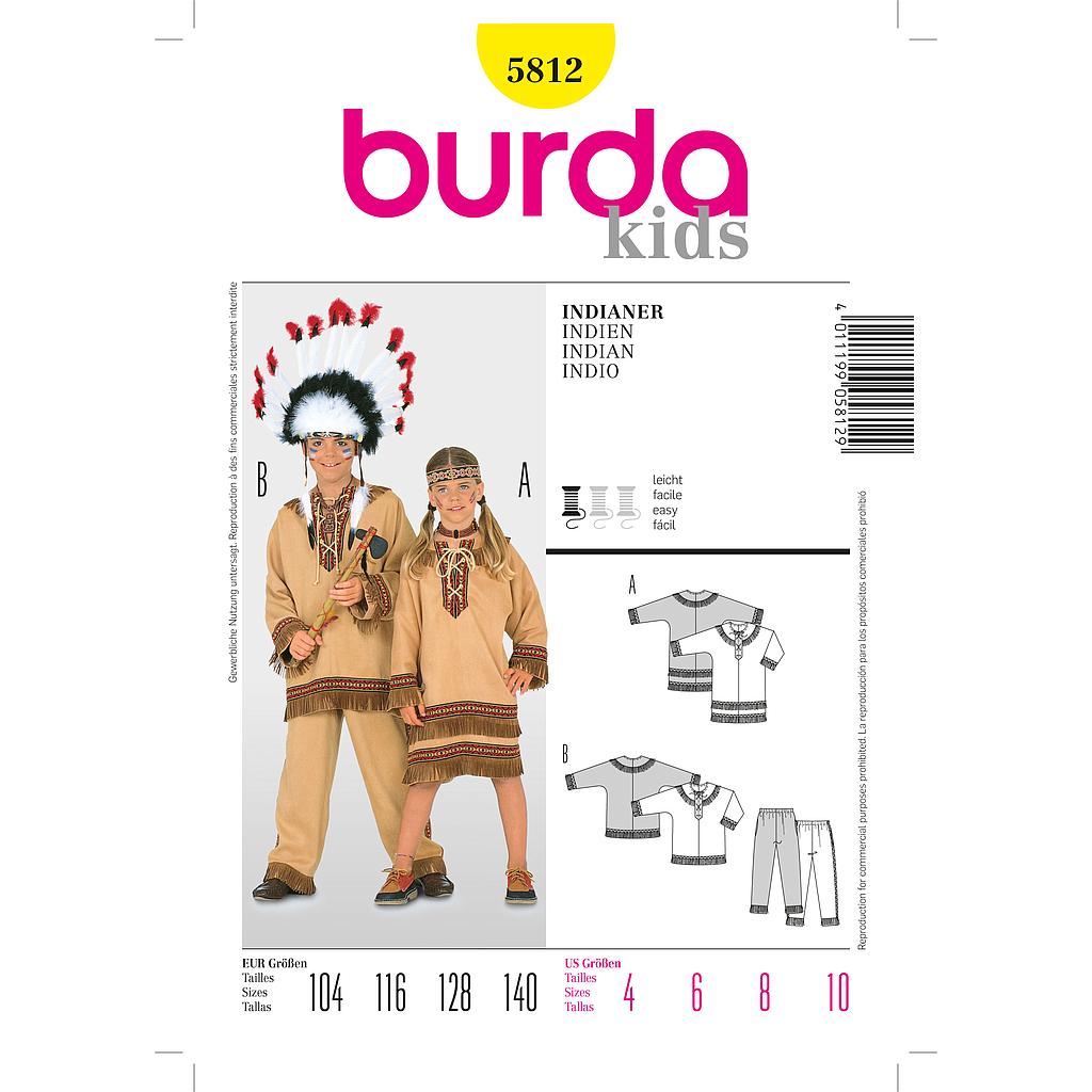 [B5812] Patron Burda Carnaval 5812 - Déguisement Costume indien enfant