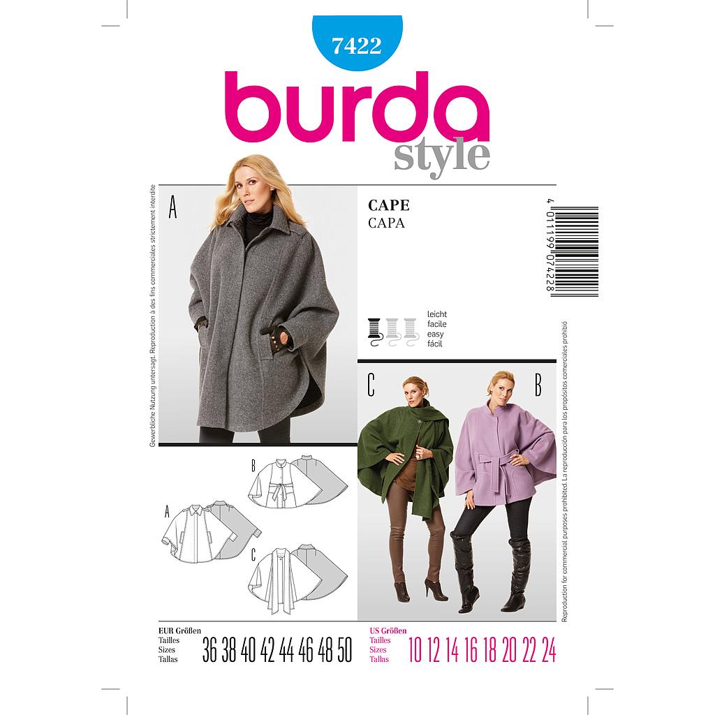 [B7422] Patron Burda 7422 Cape