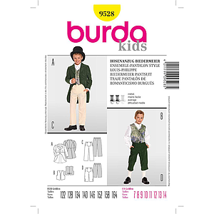 Patron Burda Carnaval 9528 - Déguisement Historique Ensemble et Pantalon style Louis - Philippe enfant