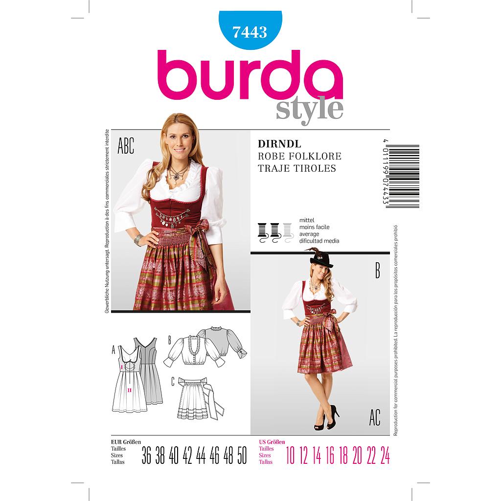 [B7443] Patron Burda 7443 Robe
