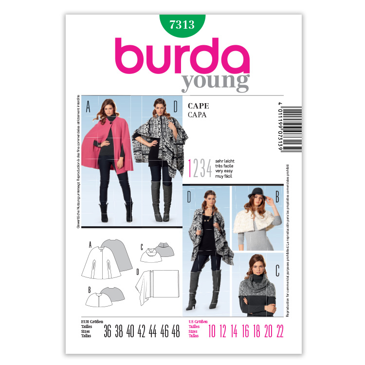 [B7313] Patron N°7313 Burda : Cape