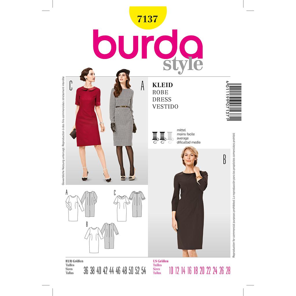 Patrón Nº7137 Burda: Vestido